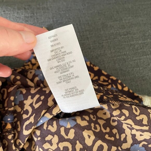 LOGO Lori Goldstein Maxi Dress Womens Sz 2X Plus Brown Leopard Button Oversized - Picture 5 of 13